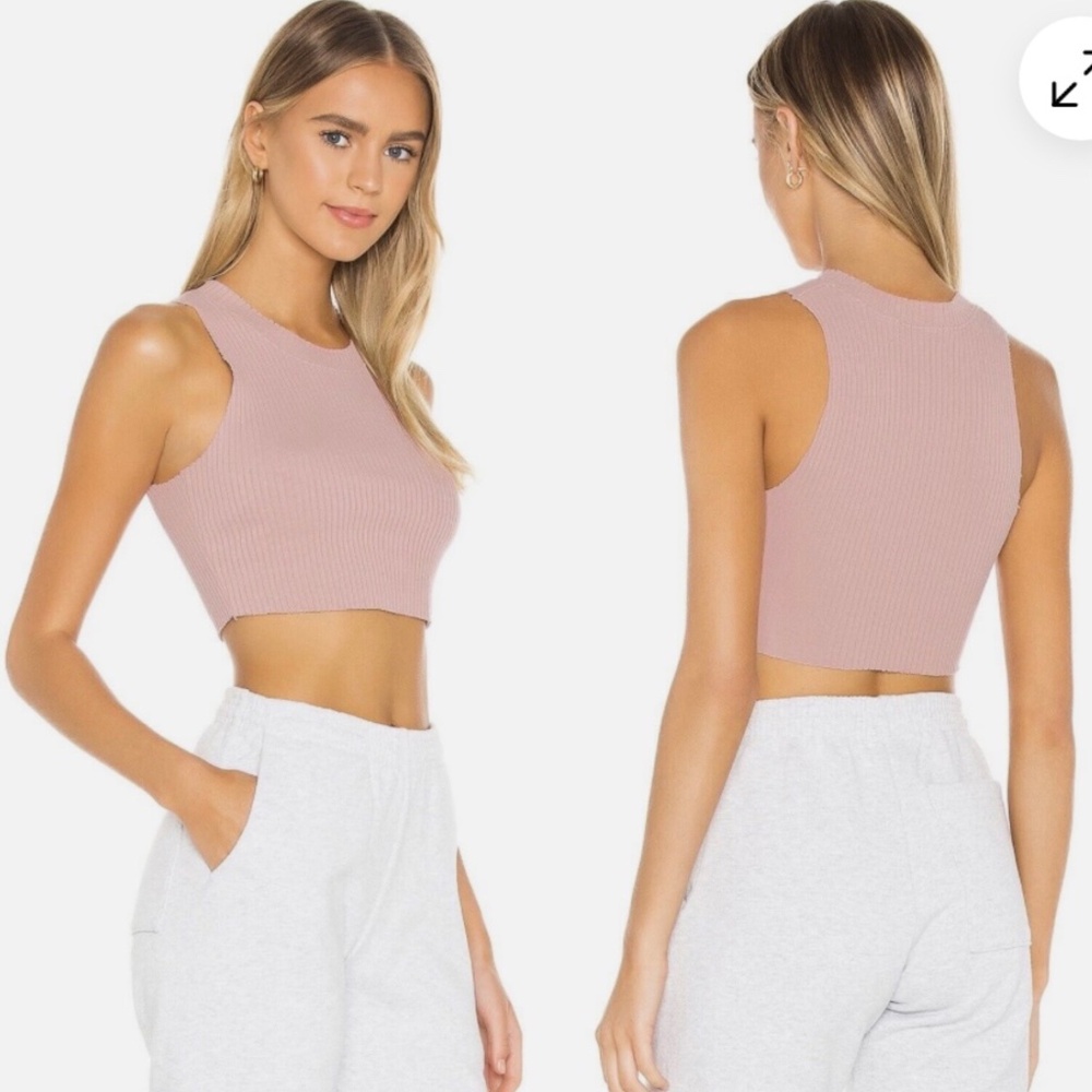 Cotton Citizen Revolve Rose Pink Ribbed Ibiza Crop Tank Top Size XS